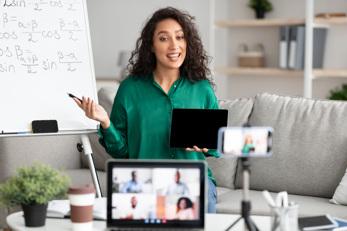 female professor teaching online course