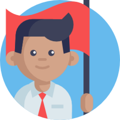 kid holding a red flag